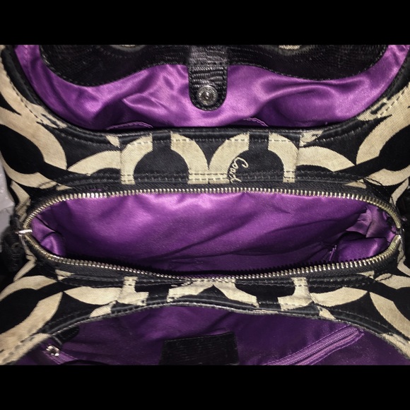 Coach Madison Maggie OP Art Black/Tan Shoulder Bag - Picture 8 of 8